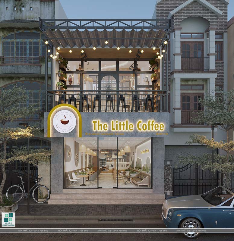 thiết kế quán cafe đẹp ngang 4m